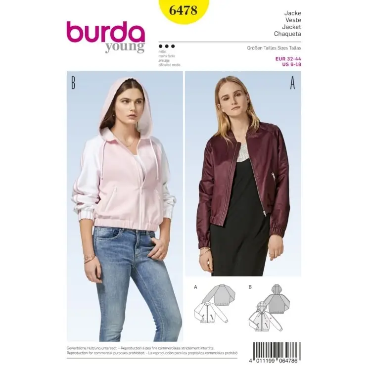 Neuheit Schnittmuster Jacke, Burda 6478