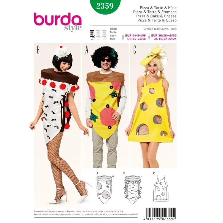 Top-Preis Schnittmuster Pizza, Torte und Käse, Burda 2359