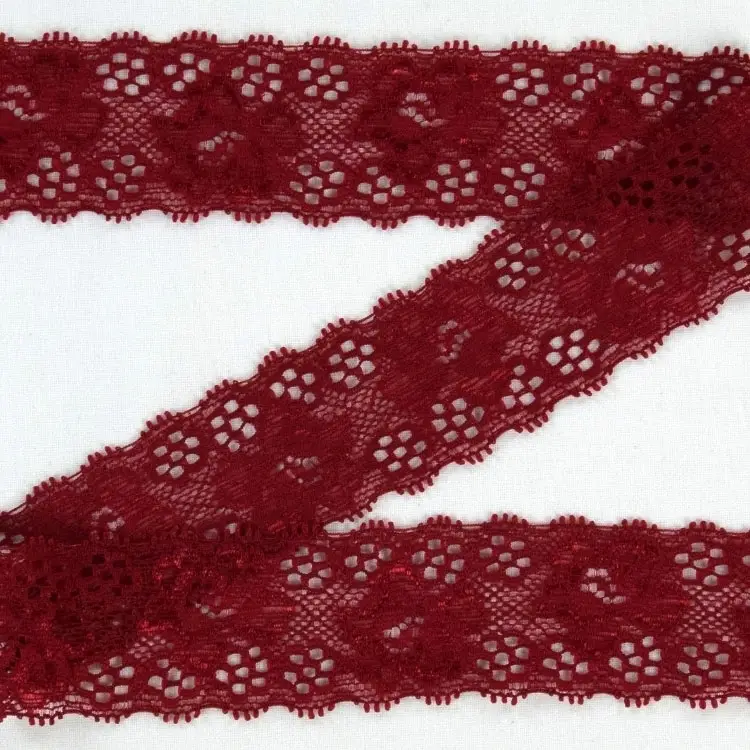 Elastische Spitze, bordeaux Neue Ware
