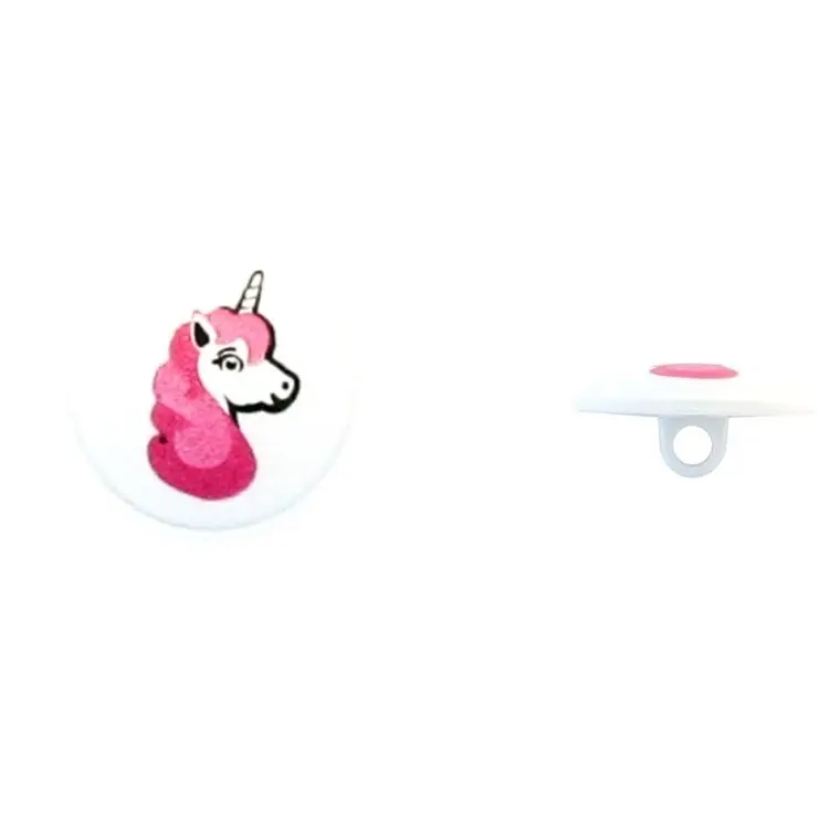 Billig Ösenknopf Einhorn, weiss 18 mm