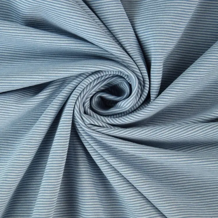 Markenware Baumwolljersey Ministreifen Jolanda, blau