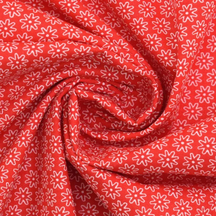 Nur Heute Baumwoll Popeline The Flowers, rot