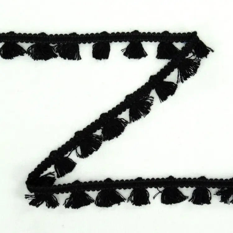 Tasselborte 15 mm, schwarz Highlight