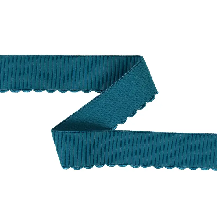 Echt Gummiband mit Sticklitze 38 mm, petrol