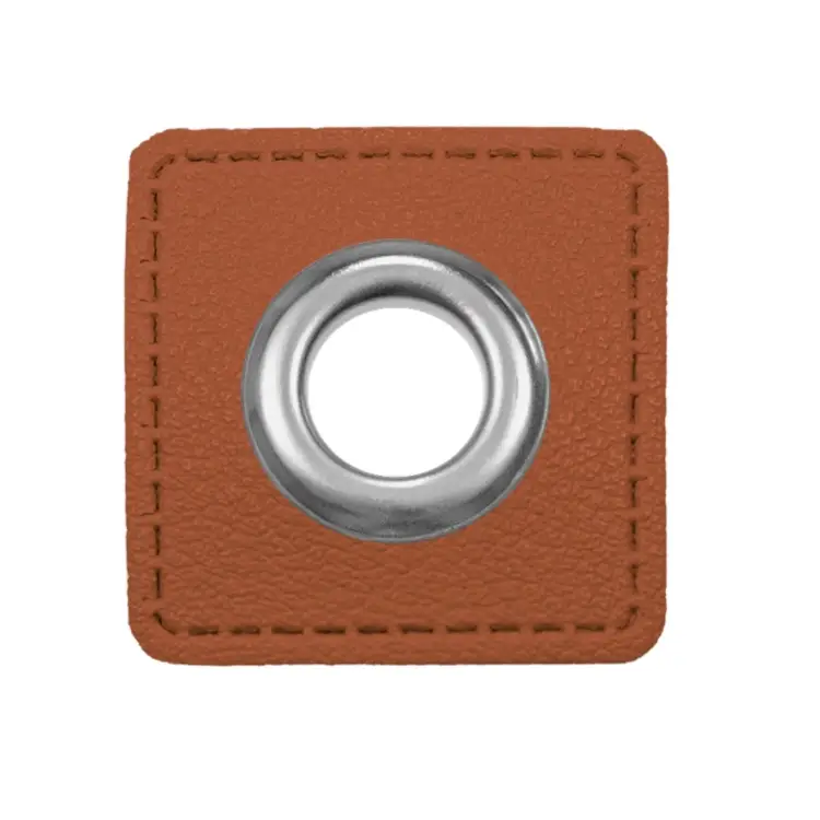 Zertifiziert Ösen-Patch Lederimitat, cognac