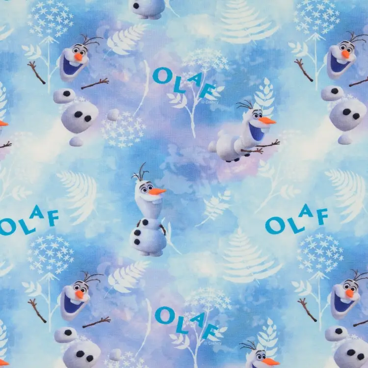 Neu Baumwolljersey Frozen 2 Olaf, hellblau