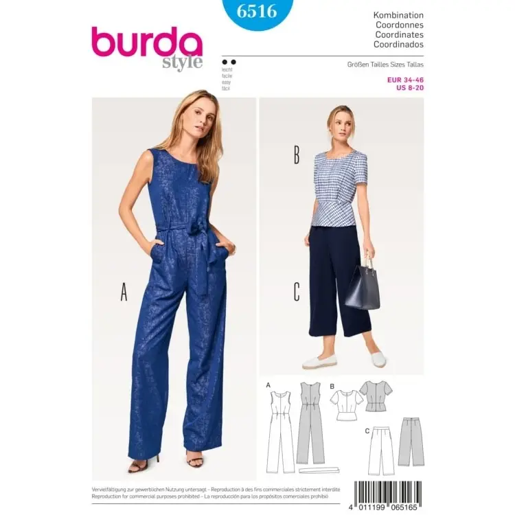 Knallerangebot Schnittmuster Overall , Oberteil , Hose, Burda 6516