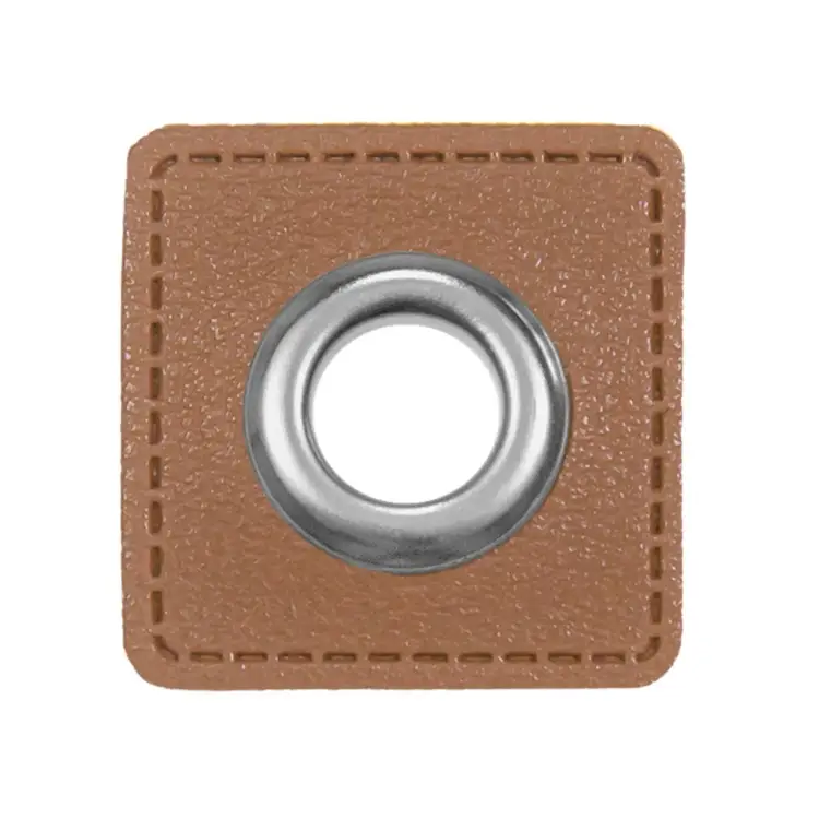 Neu Ösen-Patch Lederimitat, mittelbraun