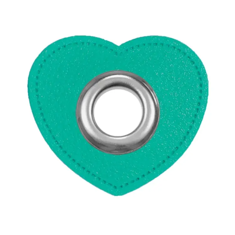 Echt Ösen-Patch Lederimitat Herzen, mint