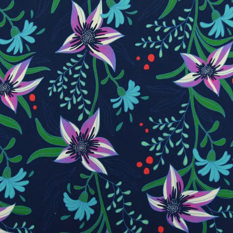 Sommersweat Albstoffe Hamburger Liebe SHINE Flourish and Shine, marine Highlight
