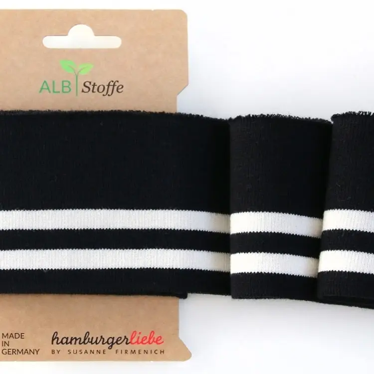 Neu Im Sortiment Bio Bündchen Cuff me College Albstoffe Hamburger Liebe, schwarz, wollweiss