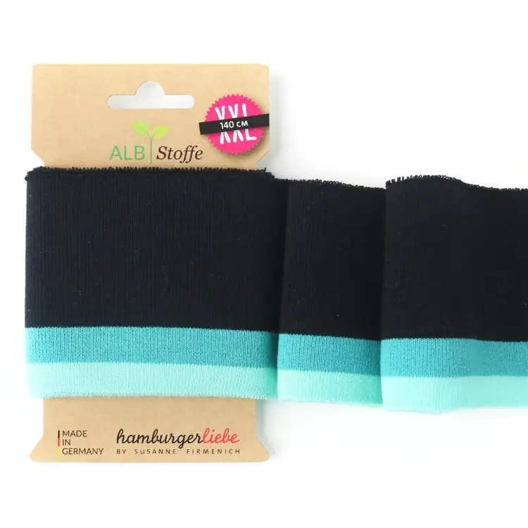 Expressversand Bio Bündchen Albstoffe Hamburger Liebe Cuff me College XXL, schwarz, hellpetrol