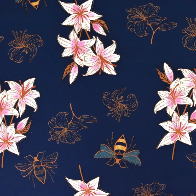 Sommersweat Albstoffe Hamburger Liebe Glow Lily, marine Jetzt Bestellen