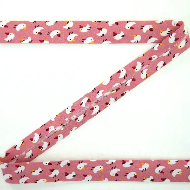 Schrägband Hühner, vieux rose Versand Am Gleichen Tag