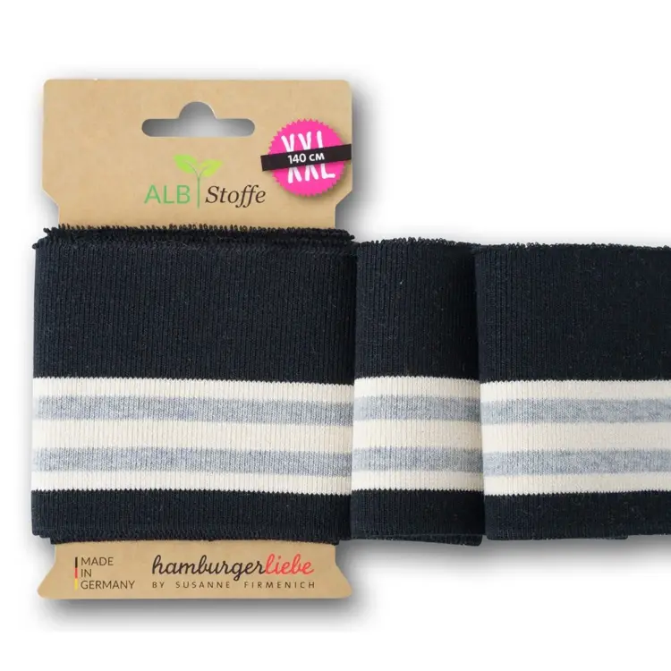 Cuff me College Albstoffe Hamburger Liebe Sakura Bio Bündchen XXL, schwarz- hellgrau Online Kaufen
