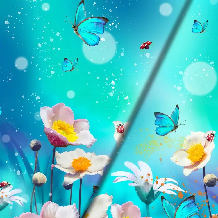 Direkt Vom Hersteller Baumwolljersey Malomi Panel Blue Butterfly, türkis 150 x 65 cm