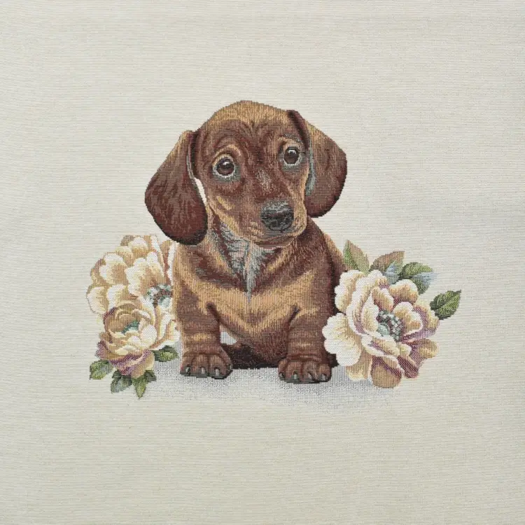 Dekostoff Gobelinstoff Panel Dackelwelpe, 46 x 46 cm Wochenendangebot