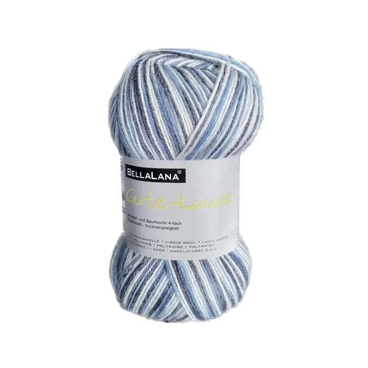 BellaLana Wolle Gute-Laune-Socke 100gr. , blau-weiss Nur Für Kurze Zeit