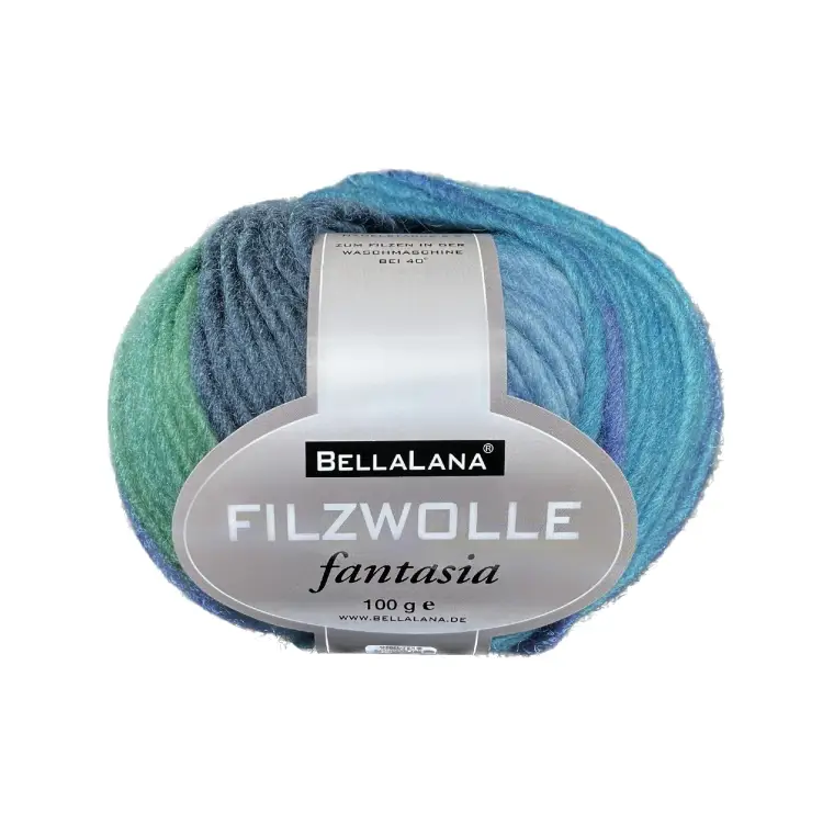 Zertifiziert BellaLana Filzwolle Fantasia 100gr. , türkis