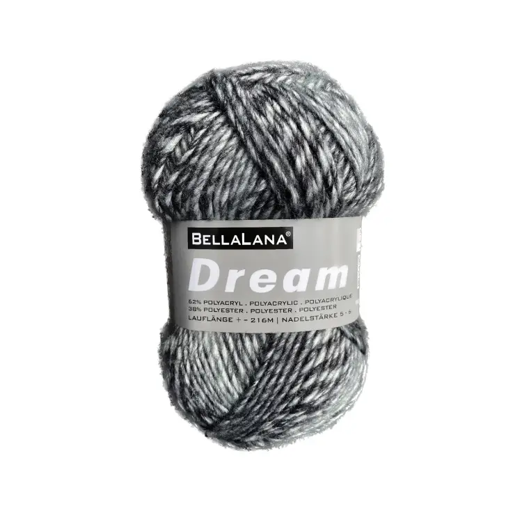 Sonderangebot BellaLana Wolle Dream 100gr. , wollweiss-schwarz