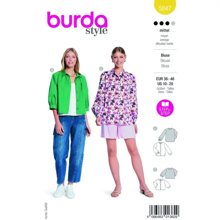 Nur Heute Schnittmuster Bluse, Burda 5847