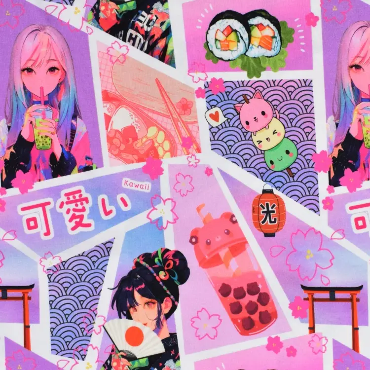 Baumwolljersey Kawaii, rosa Begrenztes Angebot