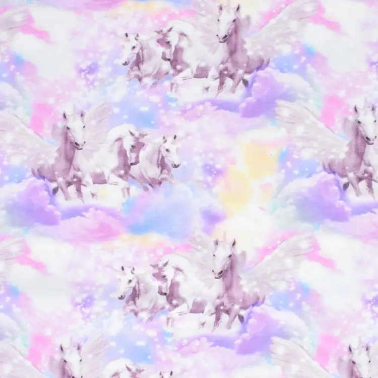 Baumwolljersey Unicorn Clouds, flieder Preisknaller