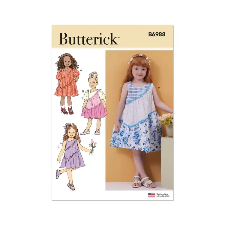Direkt Vom Hersteller Schnittmuster Butterick 6988 Kinder Kleid, Gr. 3-8