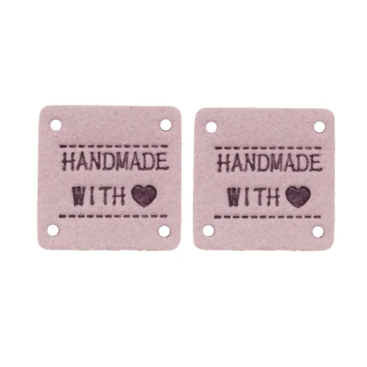 Velour Label Handmade with Love Quadrat, flieder Ausverkauf