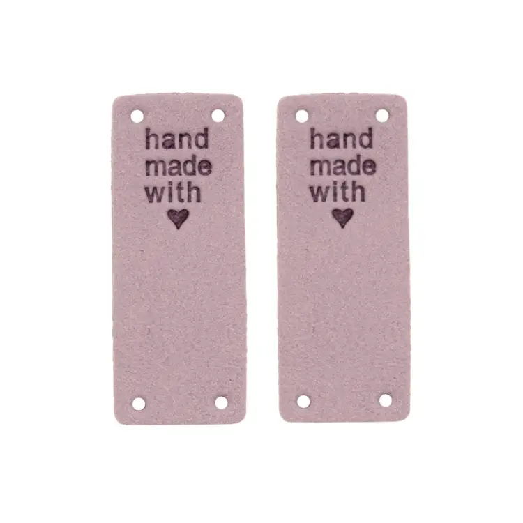 Neue Ware Velour Label Handmade with Love Rechteck, flieder