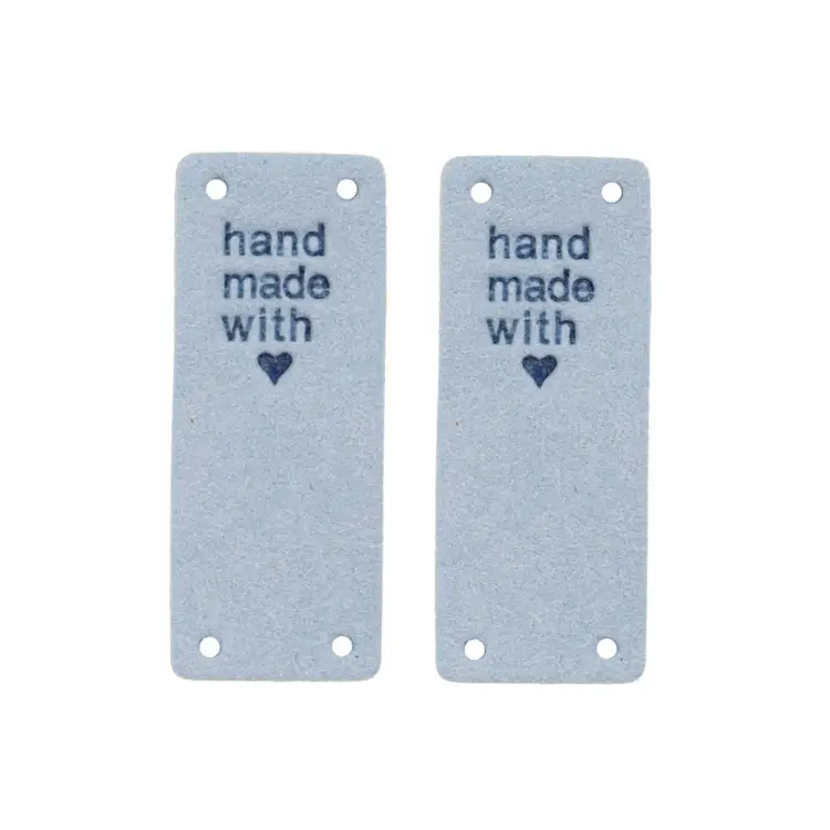Versand Am Gleichen Tag Velour Label Handmade with Love Rechteck, hellblau