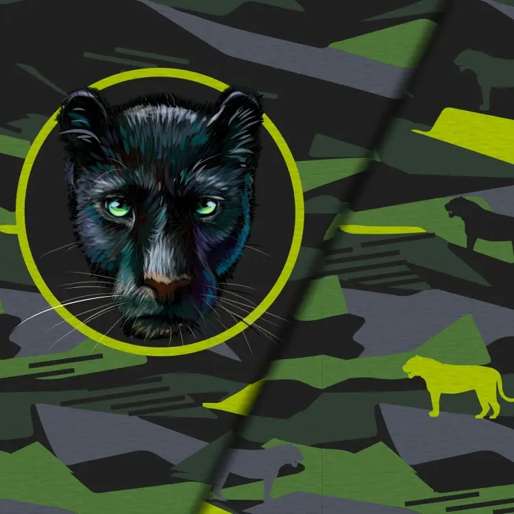 Kracherpreis Baumwolljersey Malomi Panel Wilder Panther, dunkelgrün 145 x 75cm