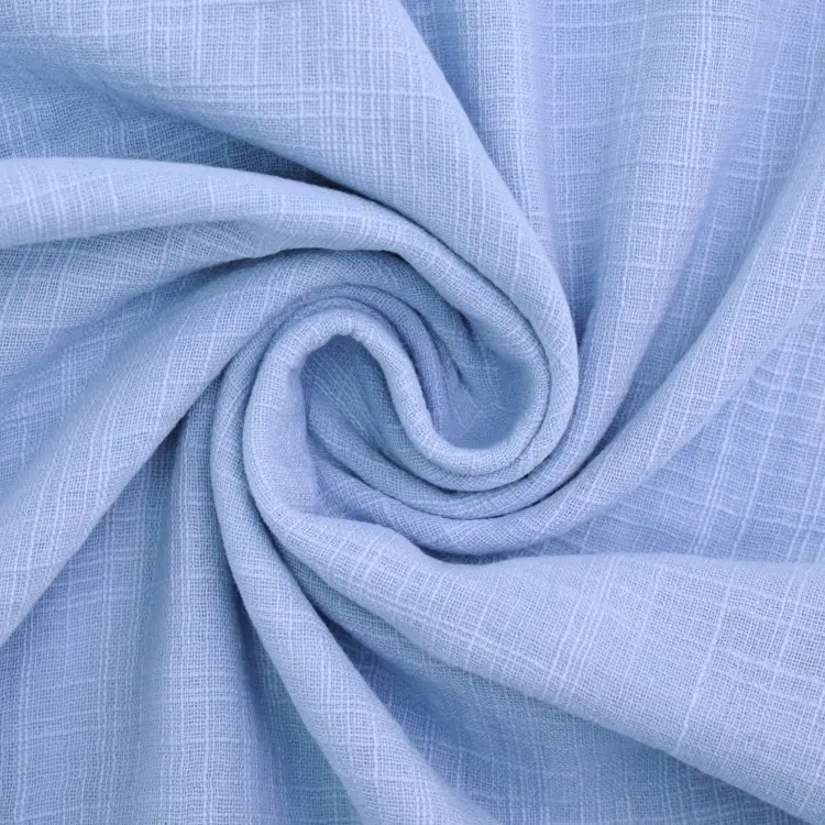 Beliebt Baumwoll Musselin Leinenlook, hellblau