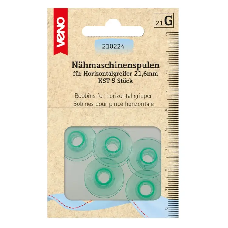 Nähmaschinenspulen für Horizontalgreifer KST, Ø 21,6 mm x 10,4 mm Preiswert