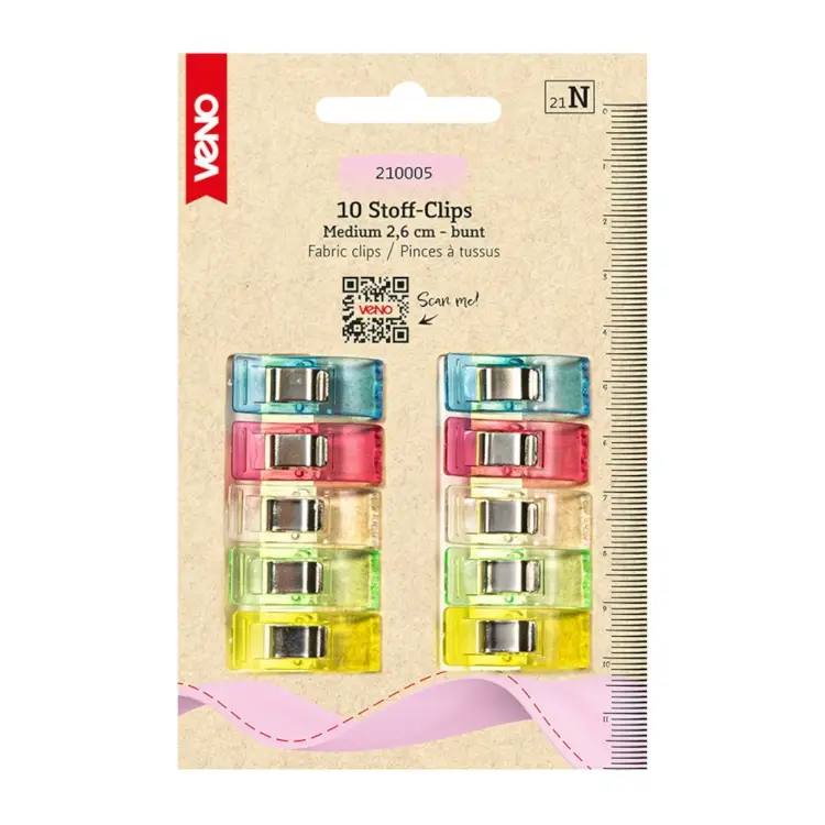Stoff Clips Medium 2,6 cm, multicolor Top-Preis