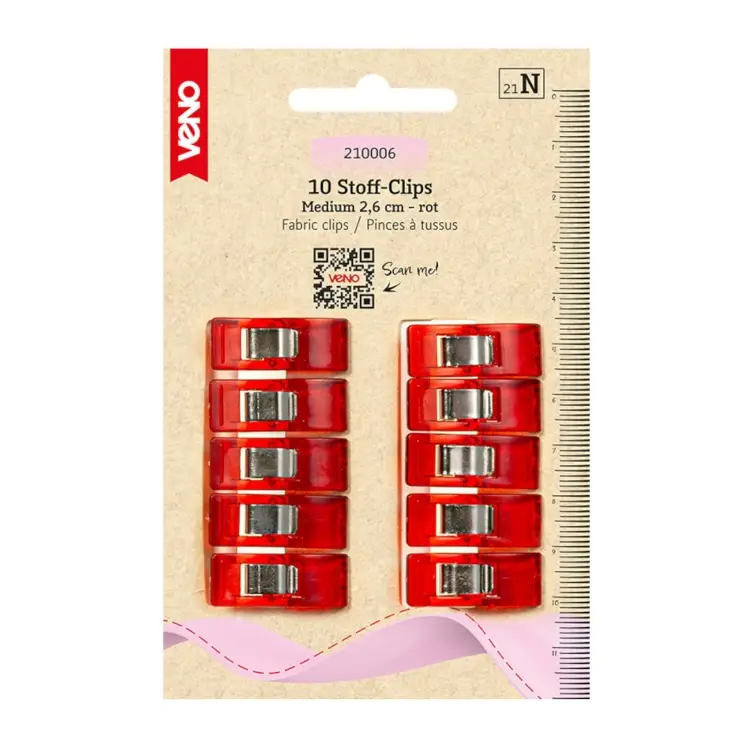 Aktuell Stoff Clips Medium 2,6 cm, rot