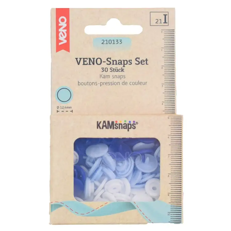 Sonderaktion Druckknöpfe KAMsnaps Color Mix Ø12,4 mm, blau-hellblau-weiß
