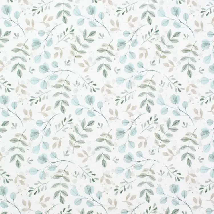 Bio Baumwolljersey Little Leaves, wollweiß Knallerangebot
