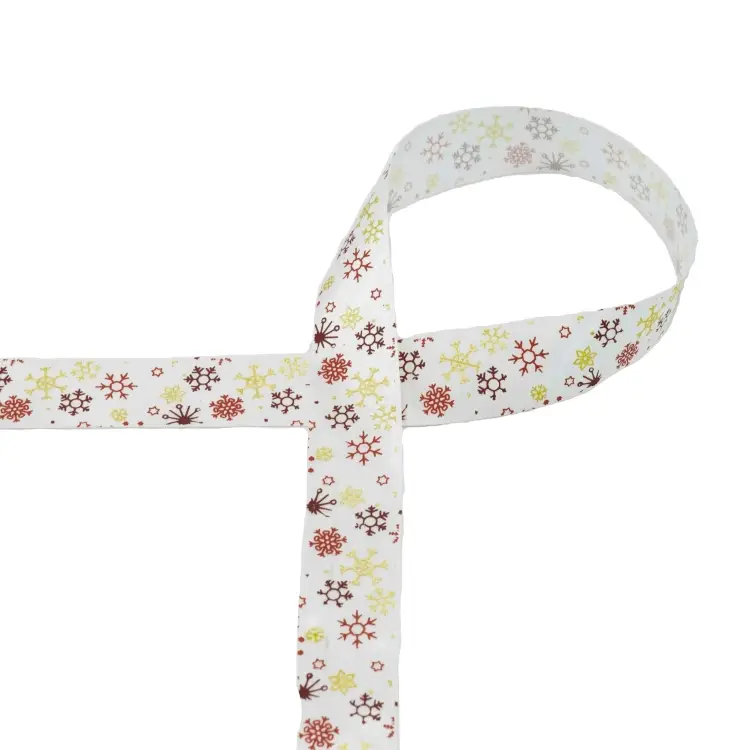 Preiswert Satinband Snowflakes 25 mm, weiß