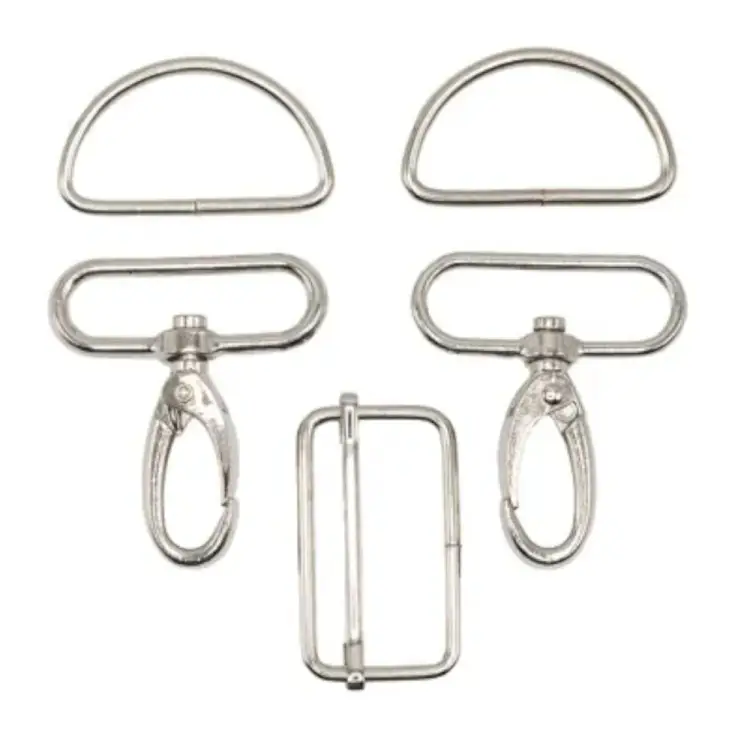 Echt Taschen-Zubehör-Set 5 tlg. 40 mm, glänzend silber
