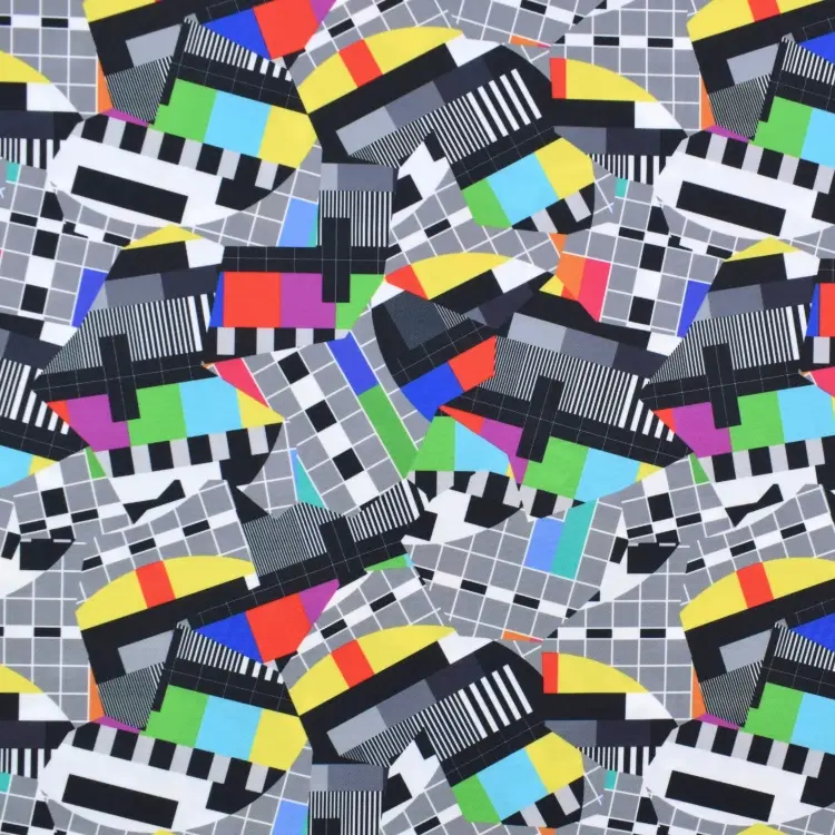 Polyesterstoff TV interference picture, grau Aktuell