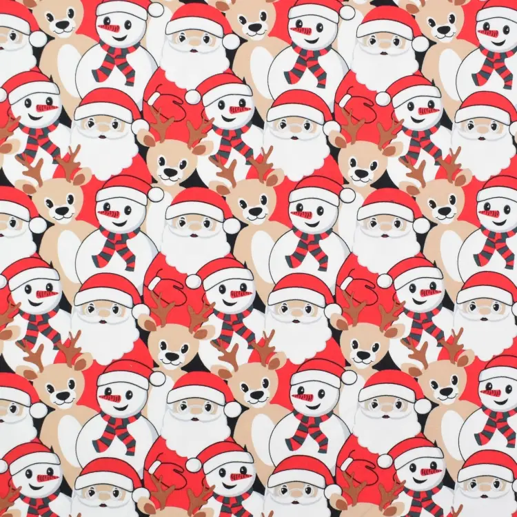 French Terry angeraut Christmas Crowd, rot Knallerangebot