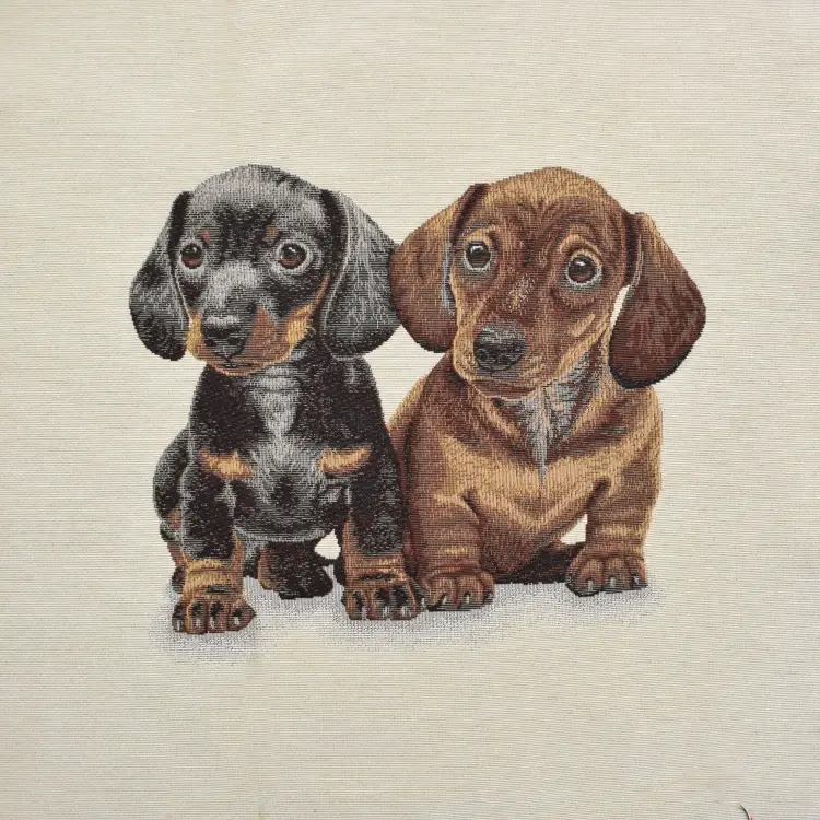 Dekostoff Gobelinstoff Panel Dackelfreunde, 46 x 46 cm Preisknaller