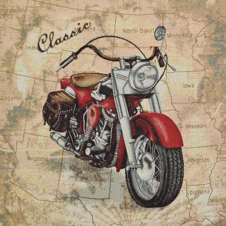 Neue Kollektion Dekostoff Gobelinstoff Panel Motorrad, 46 x 46 cm