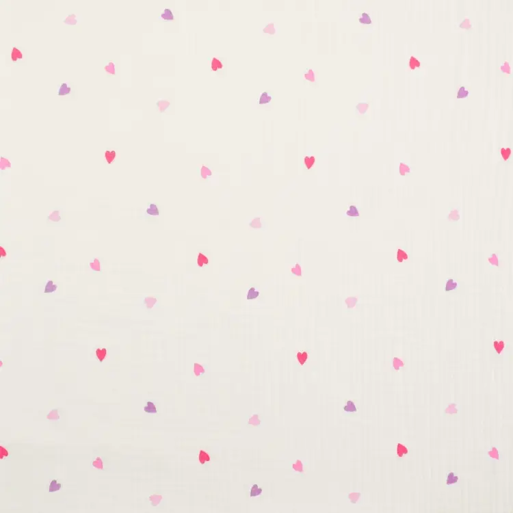 Baumwoll Musselin Polkadot Hearts, rosa Jetzt Kaufen