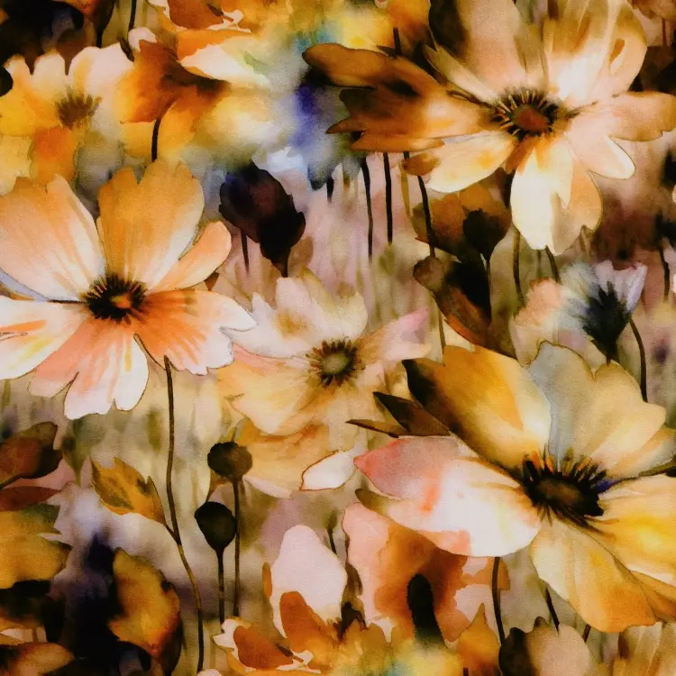 Viskosestoff Flower Love, cognac Neu Im Sortiment