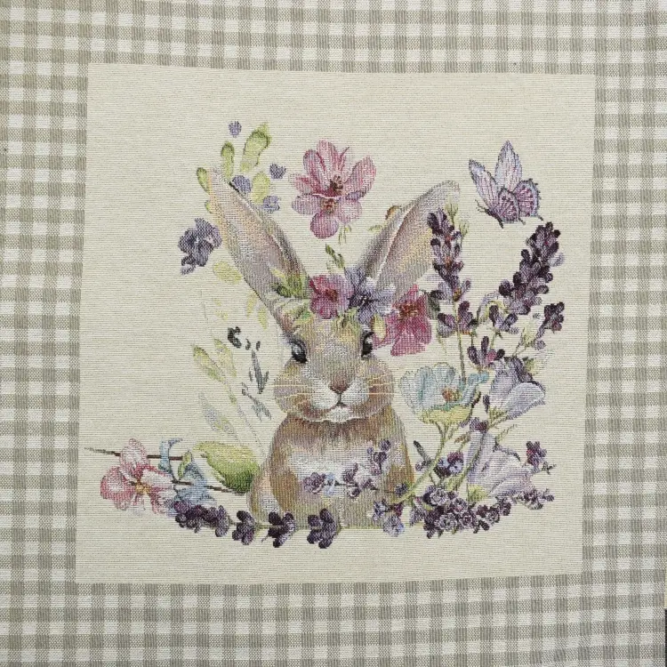 Abverkauf Dekostoff Gobelinstoff Panel Flower Bunny, 46 x 46 cm