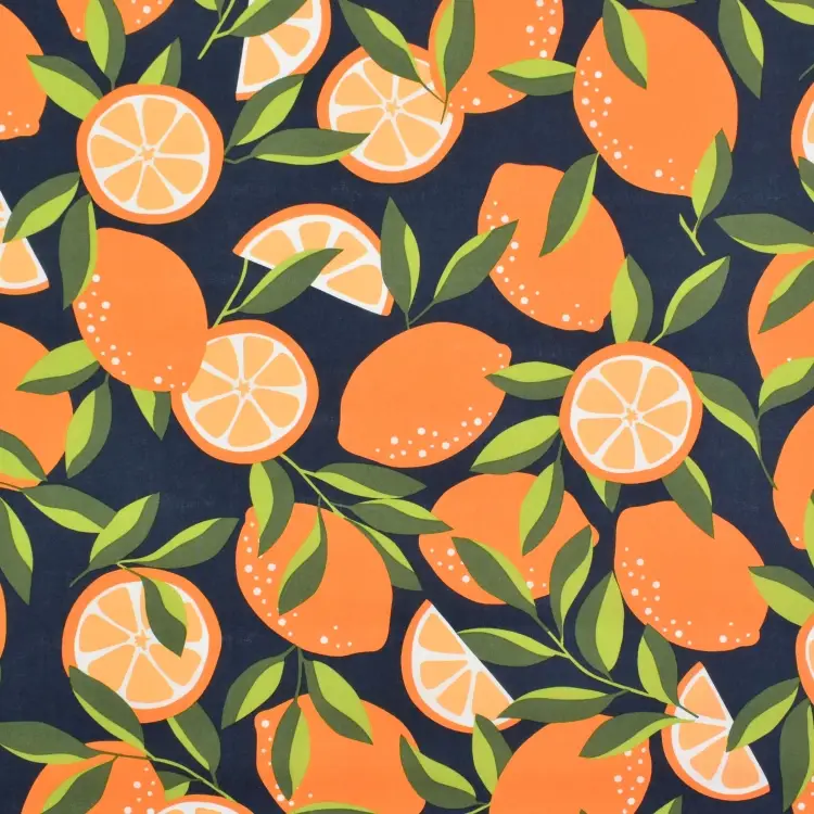 Neu Im Sortiment Beschichtete Baumwolle Lemons, marine