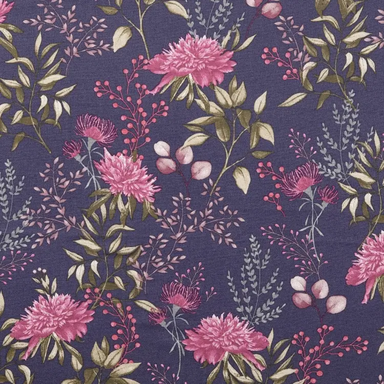 Schneller Versand Baumwoll Cretonne Flowers, violett
