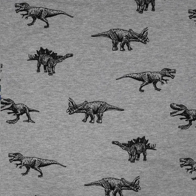 Preiswert French Terry Dinosaurier, grau meliert